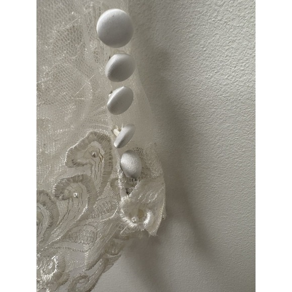 Vtg San Martin Wedding Dress Long Sleeve Train Lace Embroidered Tulle Sz 6/8 - Picture 6 of 16